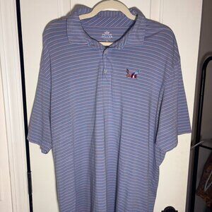 Peter Millar "Seaside Washed" Striped Performance Polo Pima Cotton XL USA Flag